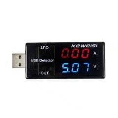 Keweisi Çift USB Çıkışlı Voltmetre Ampermetre Voltaj ve Akım İzleyici KWS-10VA